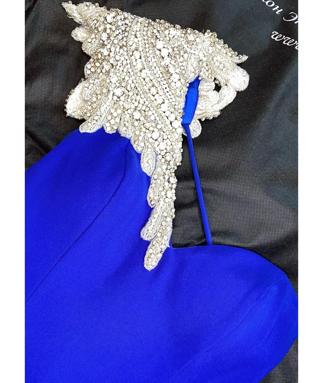 TARIK EDIZ Синее креповое вечернее платье, фото 3