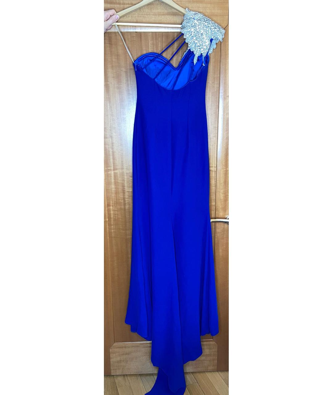 TARIK EDIZ Синее креповое вечернее платье, фото 2