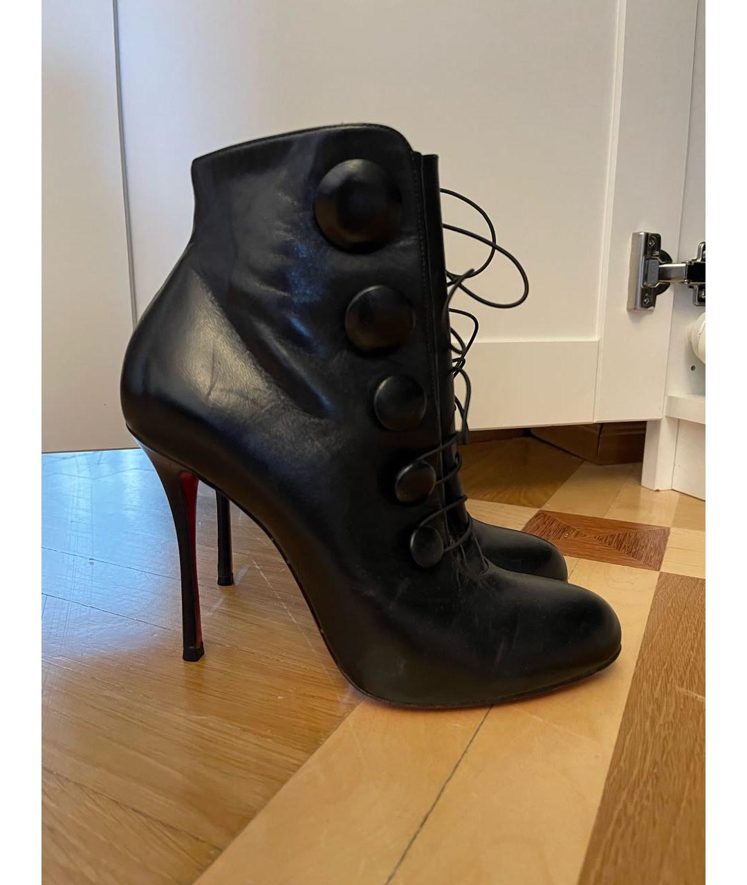 CHRISTIAN LOUBOUTIN Черные кожаные ботинки, фото 6
