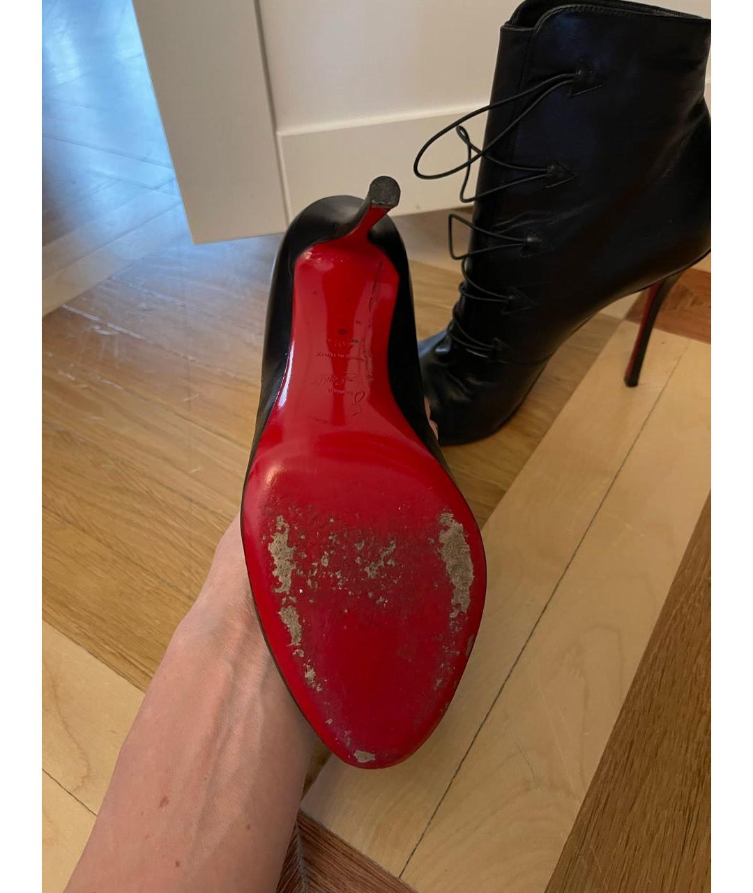 CHRISTIAN LOUBOUTIN Черные кожаные ботинки, фото 4