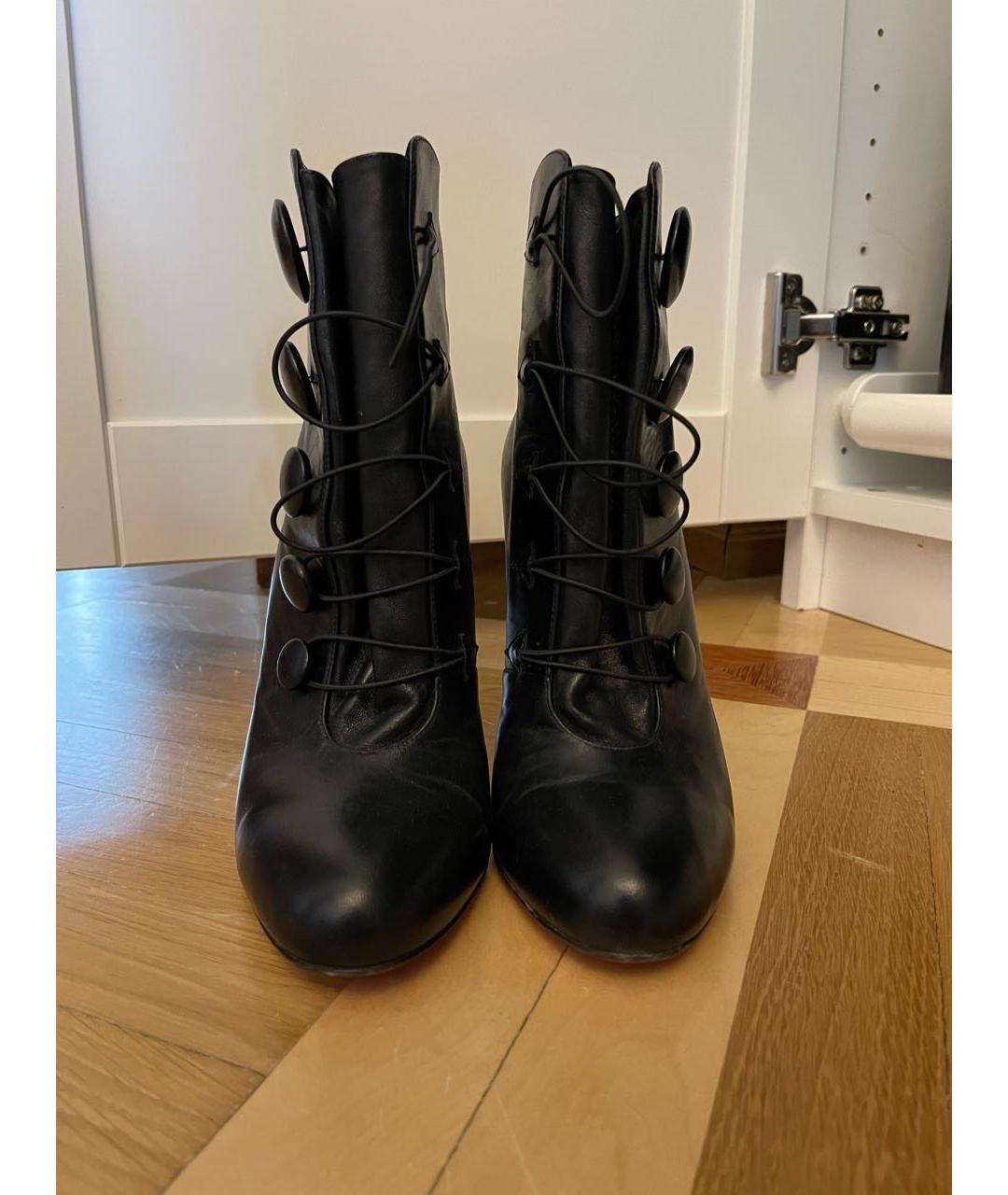 CHRISTIAN LOUBOUTIN Черные кожаные ботинки, фото 2