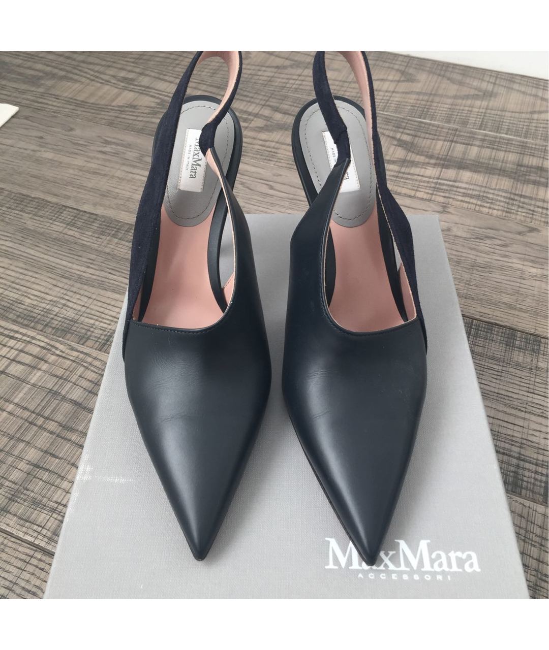'S MAX MARA Темно-синие кожаные туфли, фото 2