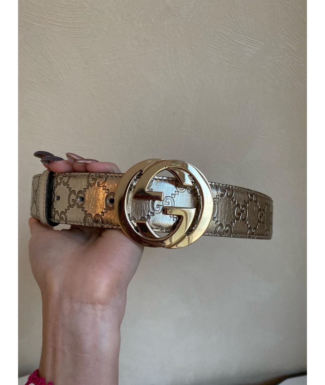 GUCCI Золотой кожаный ремень, фото 5