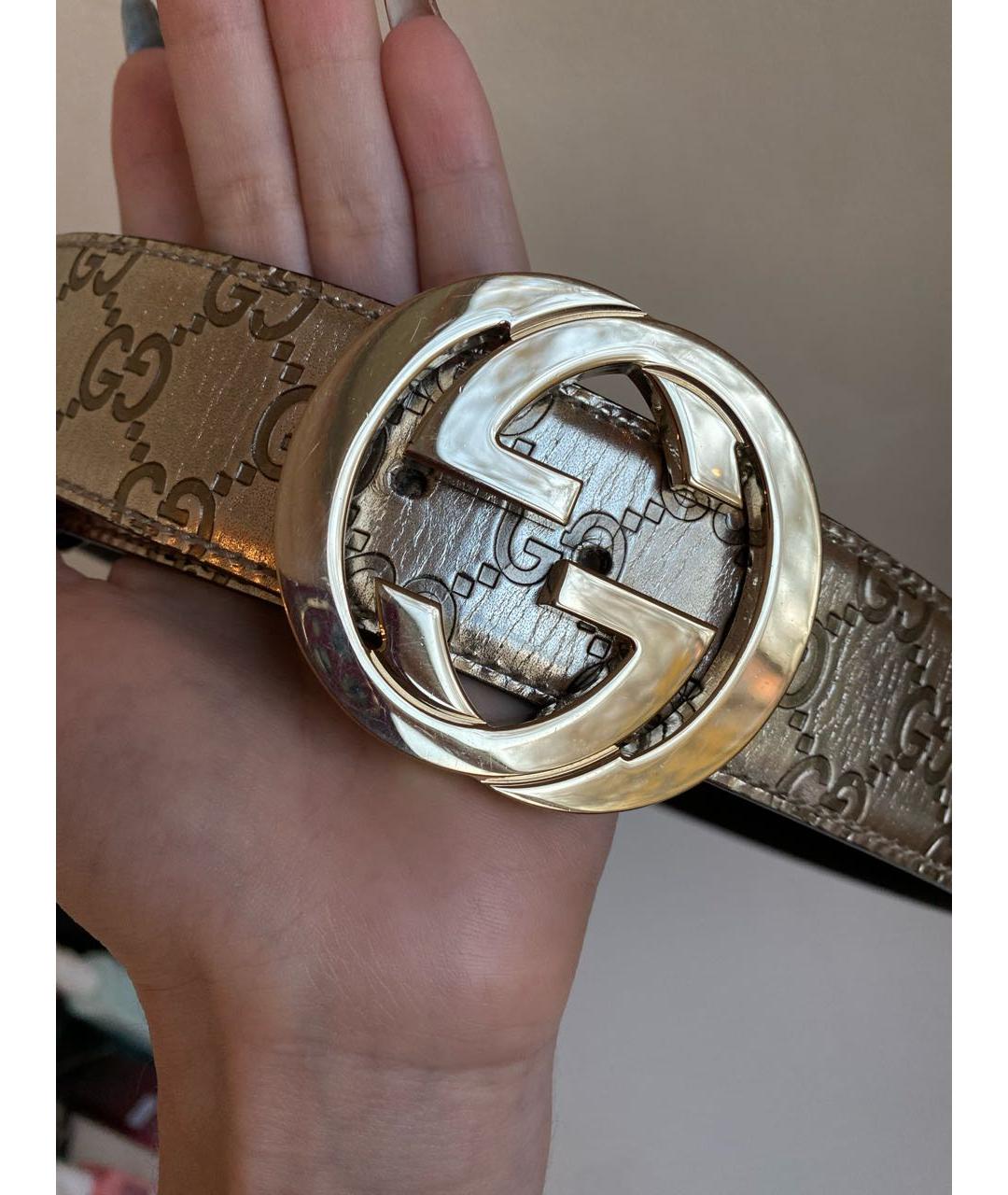 GUCCI Золотой кожаный ремень, фото 4