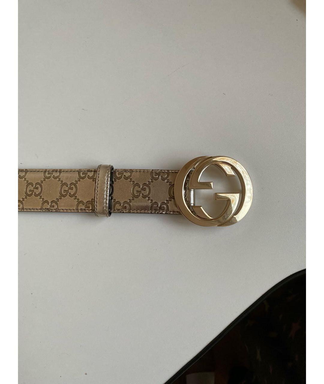 GUCCI Золотой кожаный ремень, фото 2