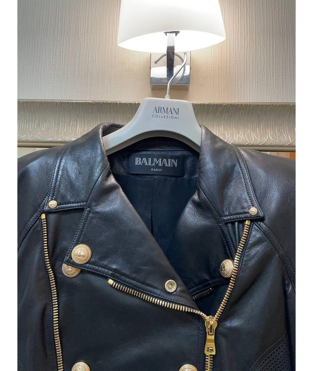 BALMAIN Черная кожаная куртка, фото 2