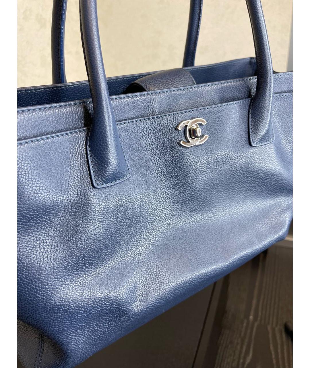 CHANEL PRE-OWNED Синяя кожаная сумка тоут, фото 5