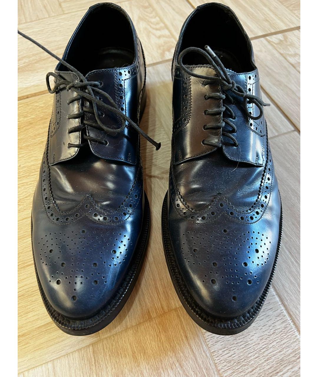 ARMANI COLLEZIONI Синие кожаные туфли, фото 2