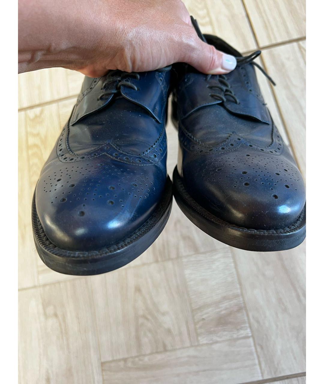 ARMANI COLLEZIONI Синие кожаные туфли, фото 5