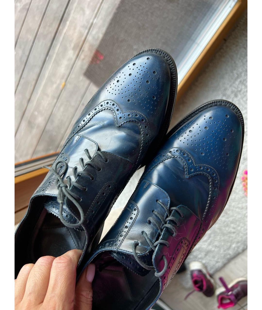 ARMANI COLLEZIONI Синие кожаные туфли, фото 8