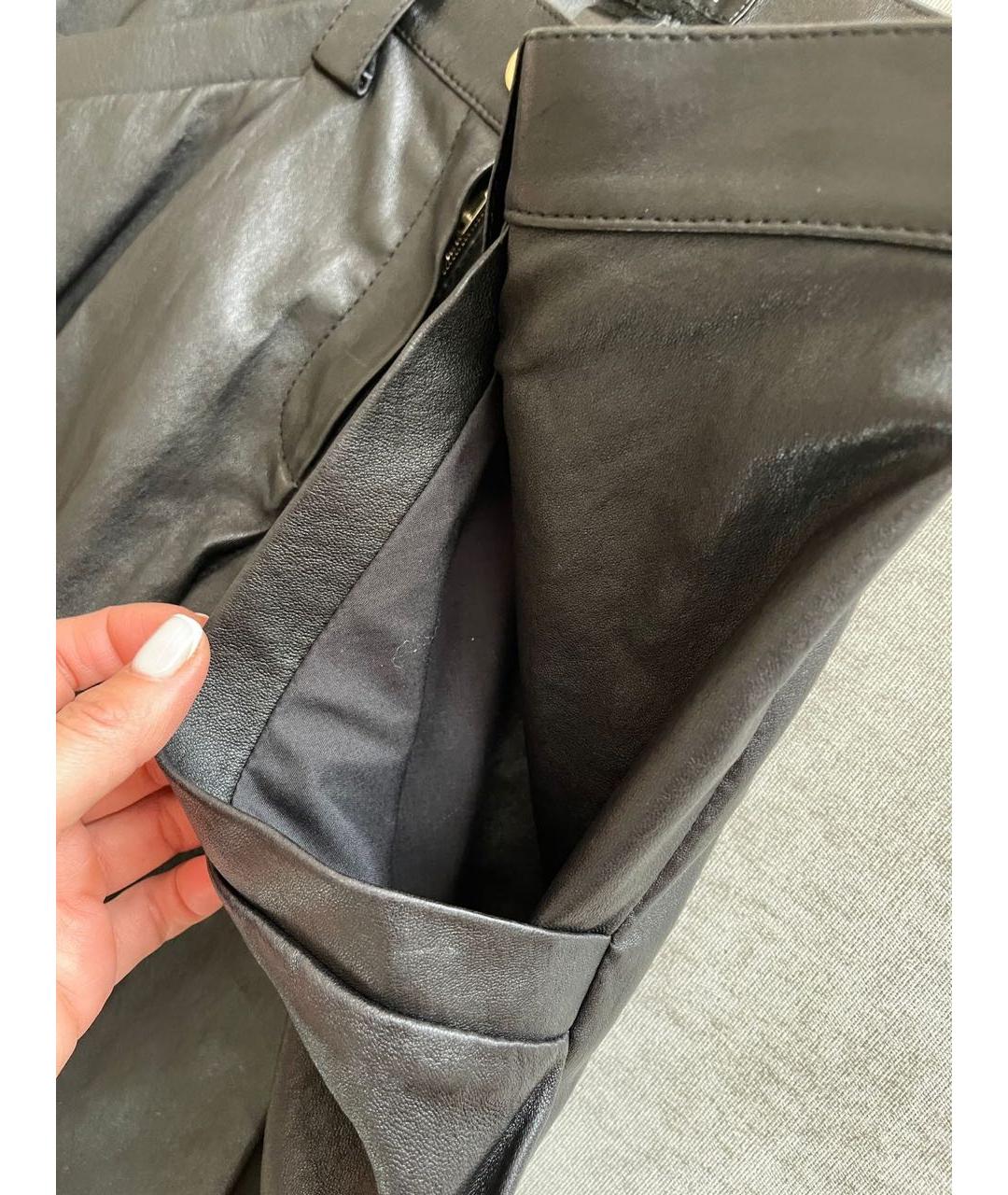 JITROIS Черные кожаные брюки узкие, фото 3
