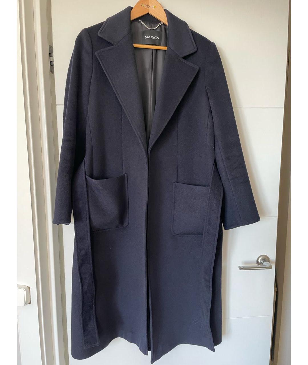 MAX&CO Темно-синее шерстяное пальто, фото 5