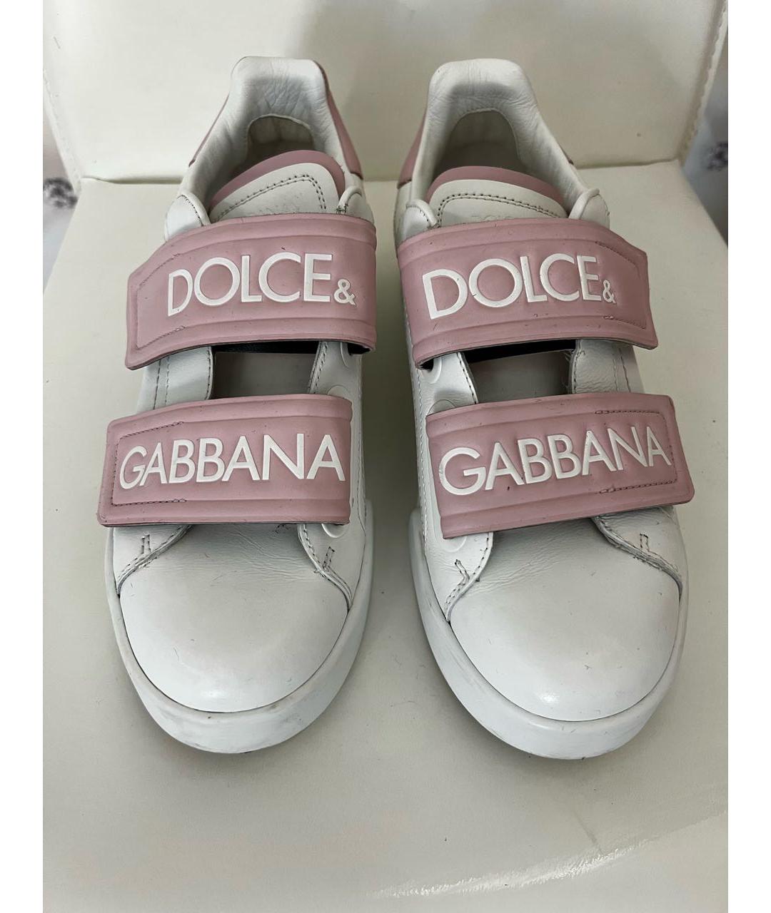 DOLCE&GABBANA Белые кожаные кроссовки, фото 5