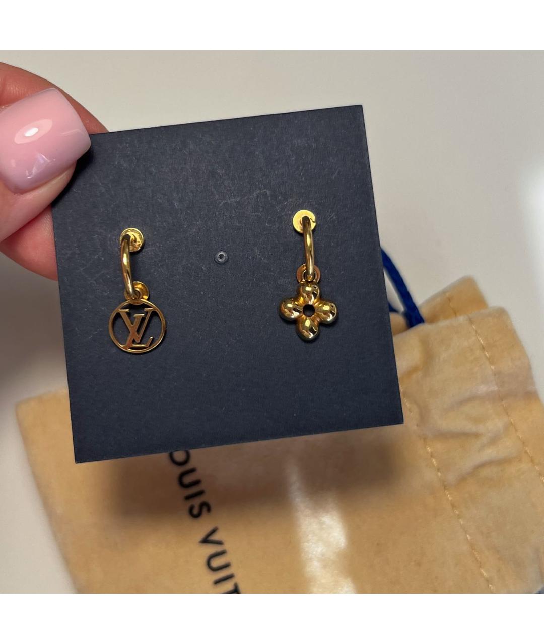 LOUIS VUITTON Золотые латунные серьги, фото 4