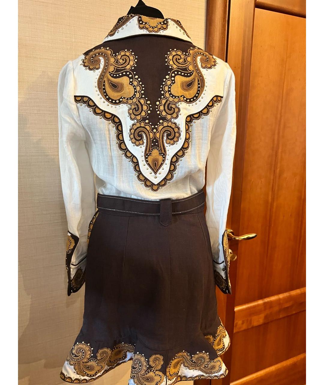 ZIMMERMANN Коричневое льняное коктейльное платье, фото 4