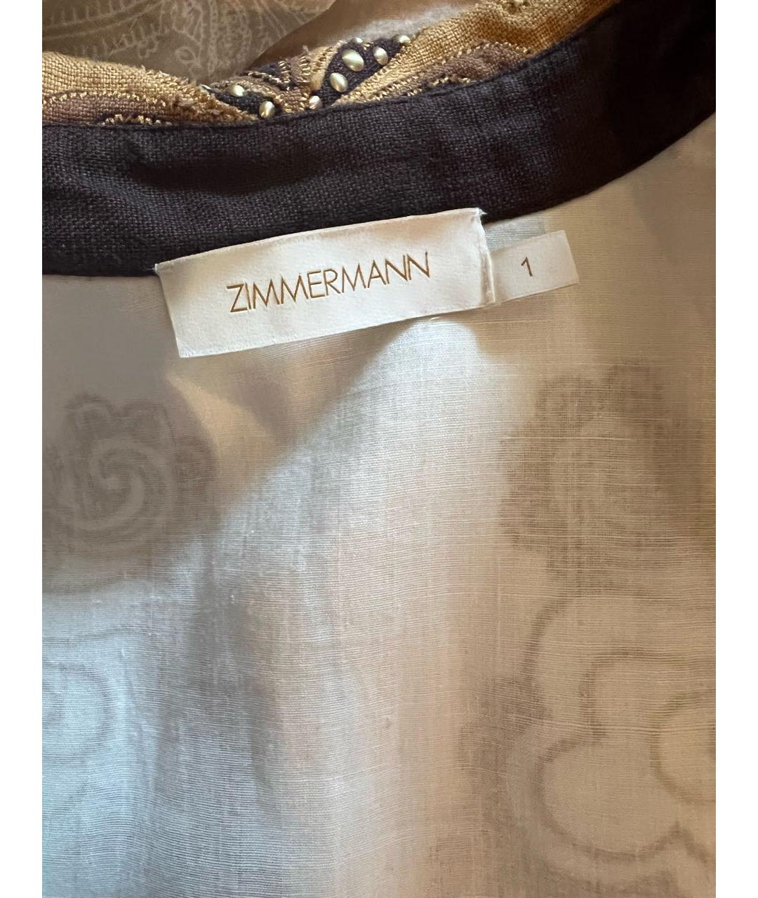 ZIMMERMANN Коричневое льняное коктейльное платье, фото 3