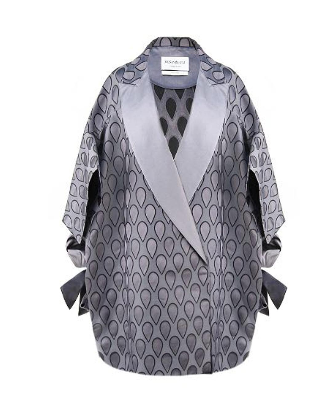 SAINT LAURENT Серый атласный жакет/пиджак, фото 1