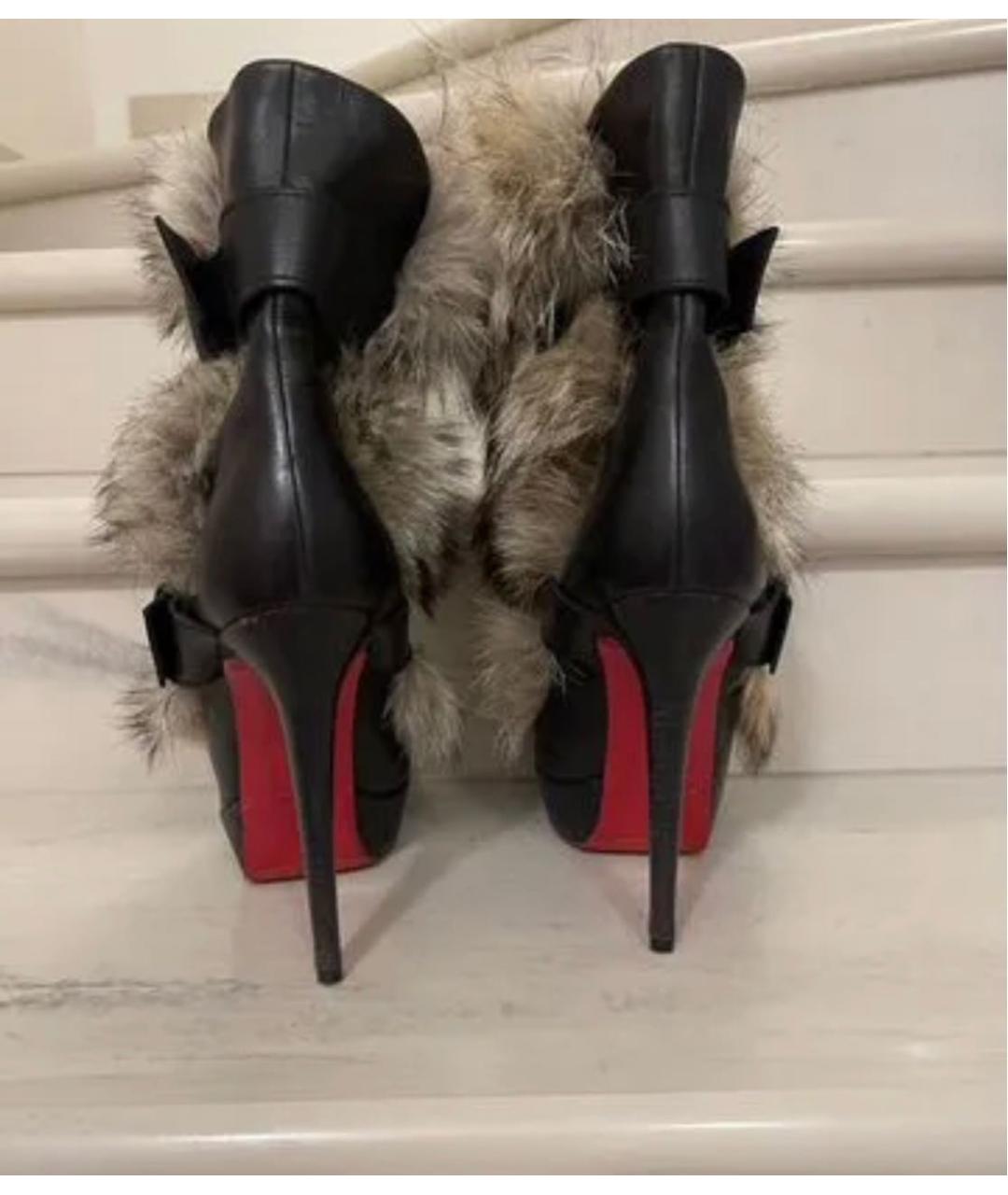 CHRISTIAN LOUBOUTIN Черные кожаные полусапоги, фото 2