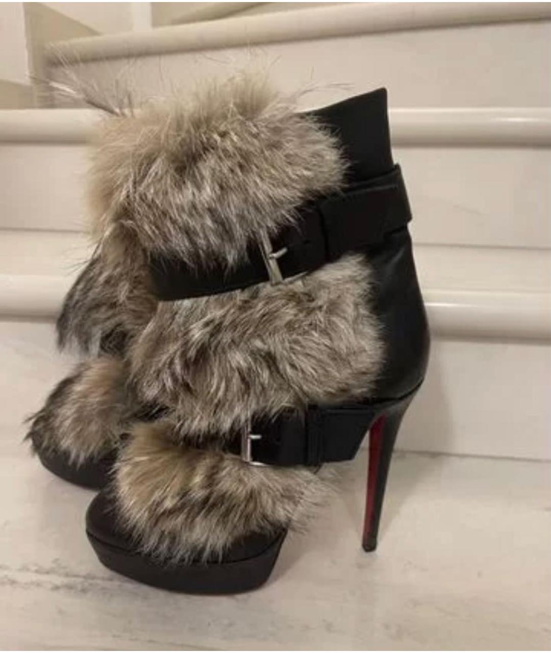 CHRISTIAN LOUBOUTIN Черные кожаные полусапоги, фото 4