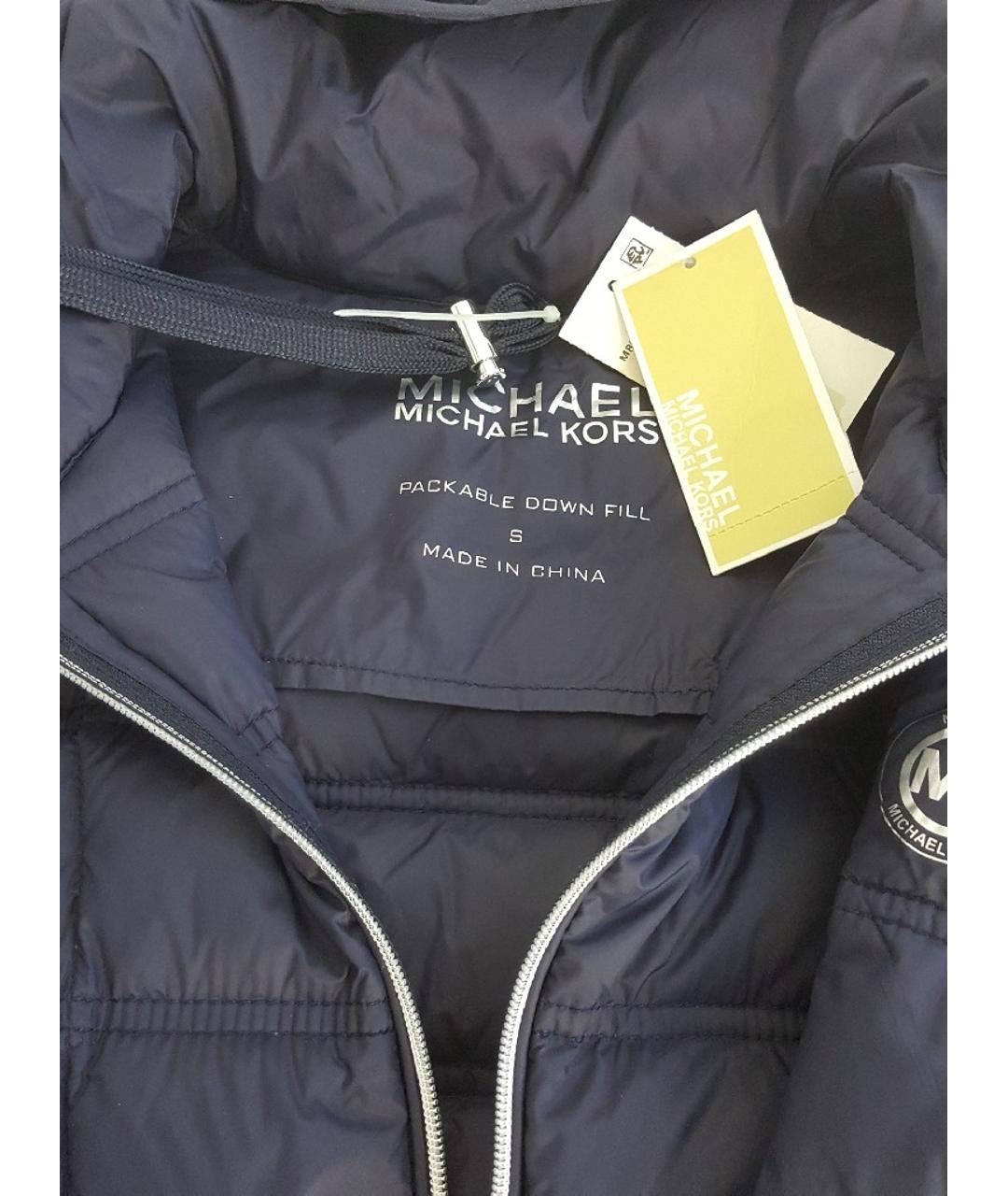 MICHAEL KORS Темно-синее полиэстеровое пальто, фото 4