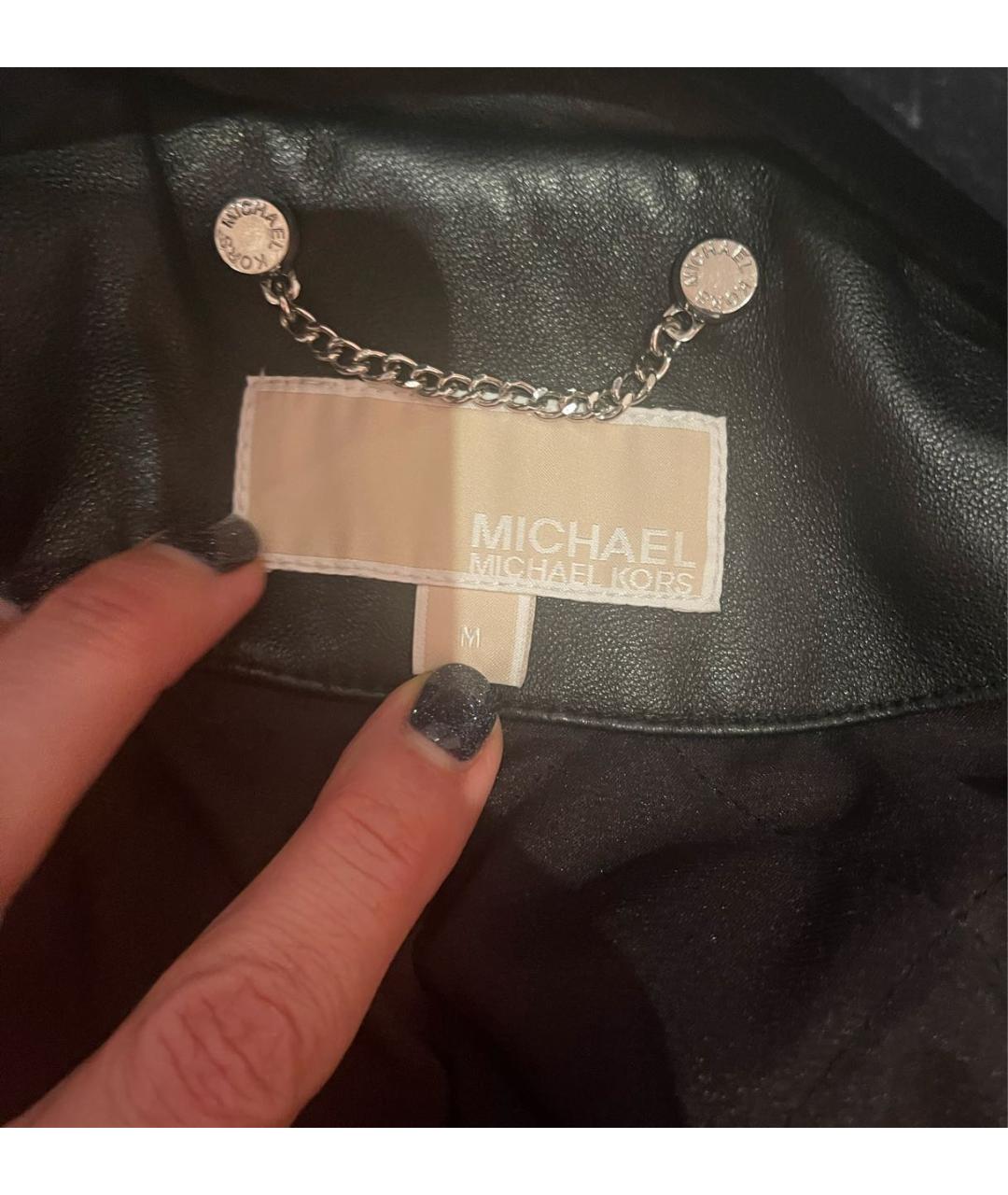 MICHAEL KORS Черная кожаная куртка, фото 4