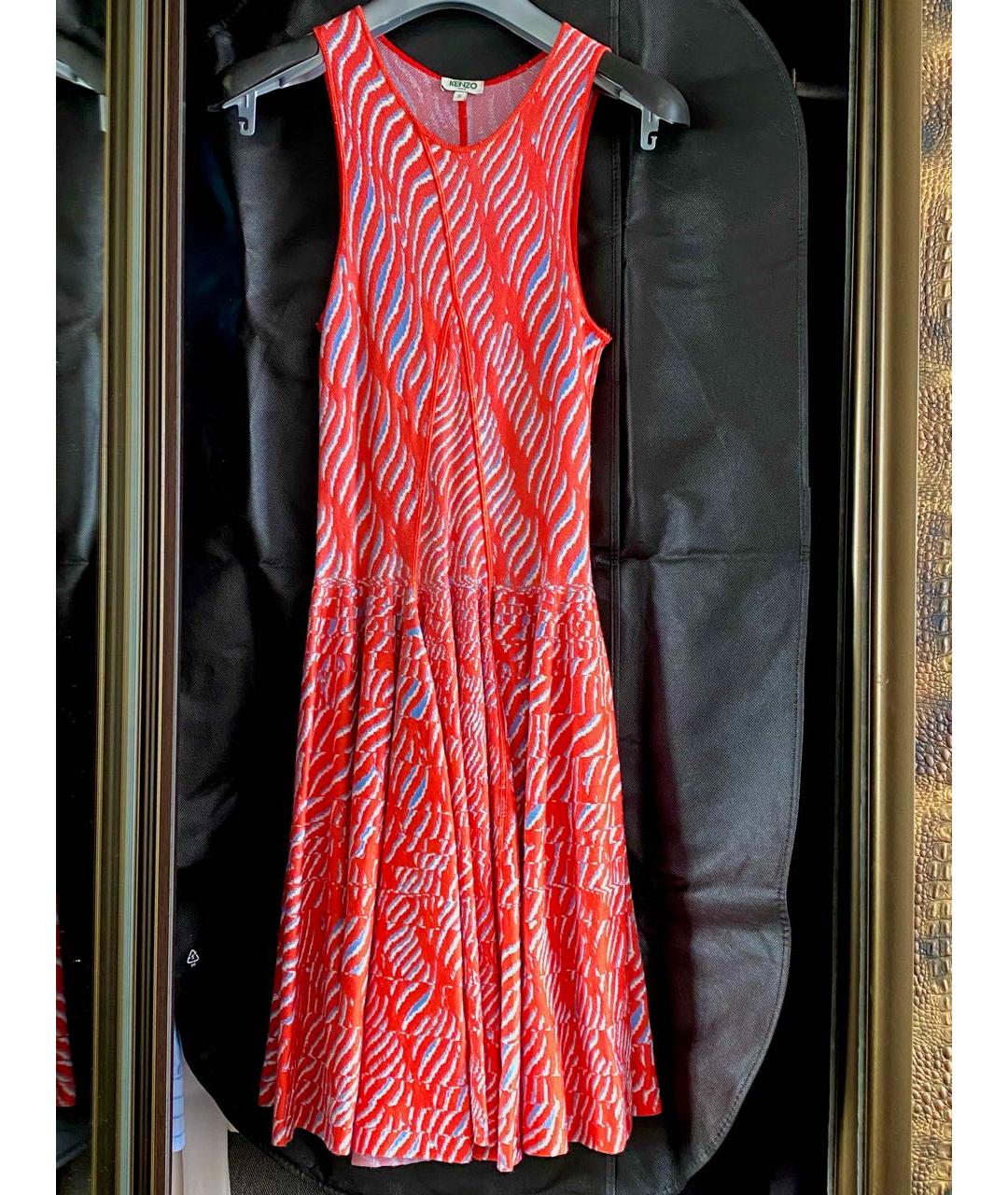 KENZO Коралловое вискозное коктейльное платье, фото 7