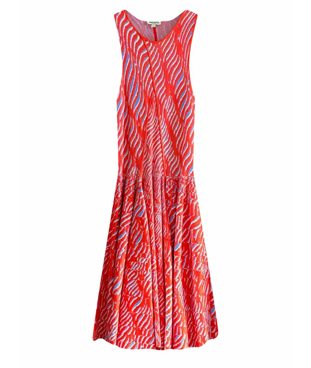 KENZO Коралловое вискозное коктейльное платье, фото 1