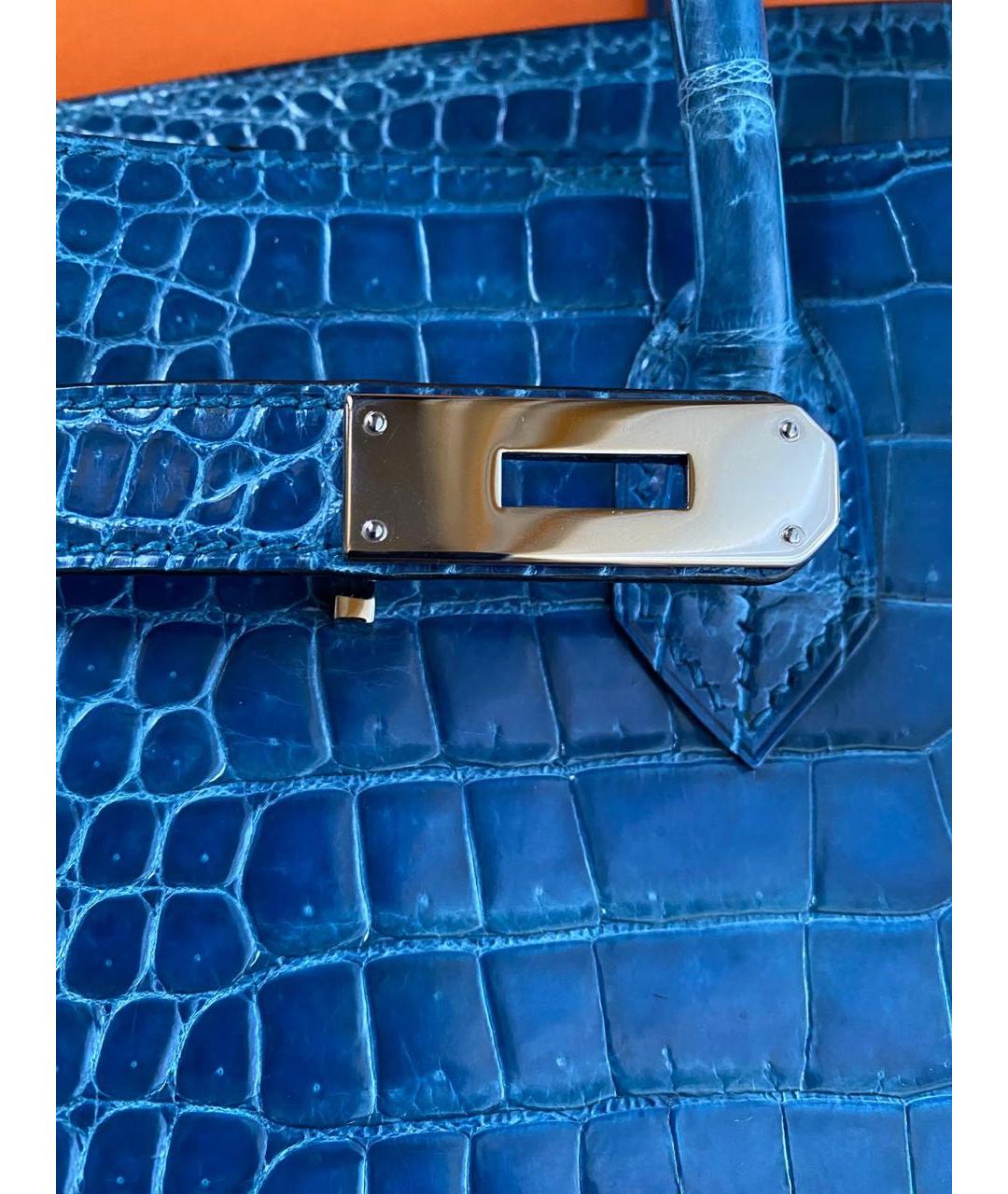 HERMES PRE-OWNED Синяя сумка с короткими ручками из экзотической кожи, фото 5