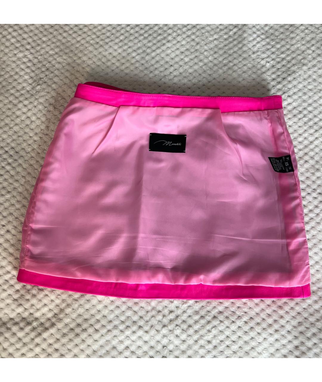 MANOKHI Розовая кожаная юбка мини, фото 3
