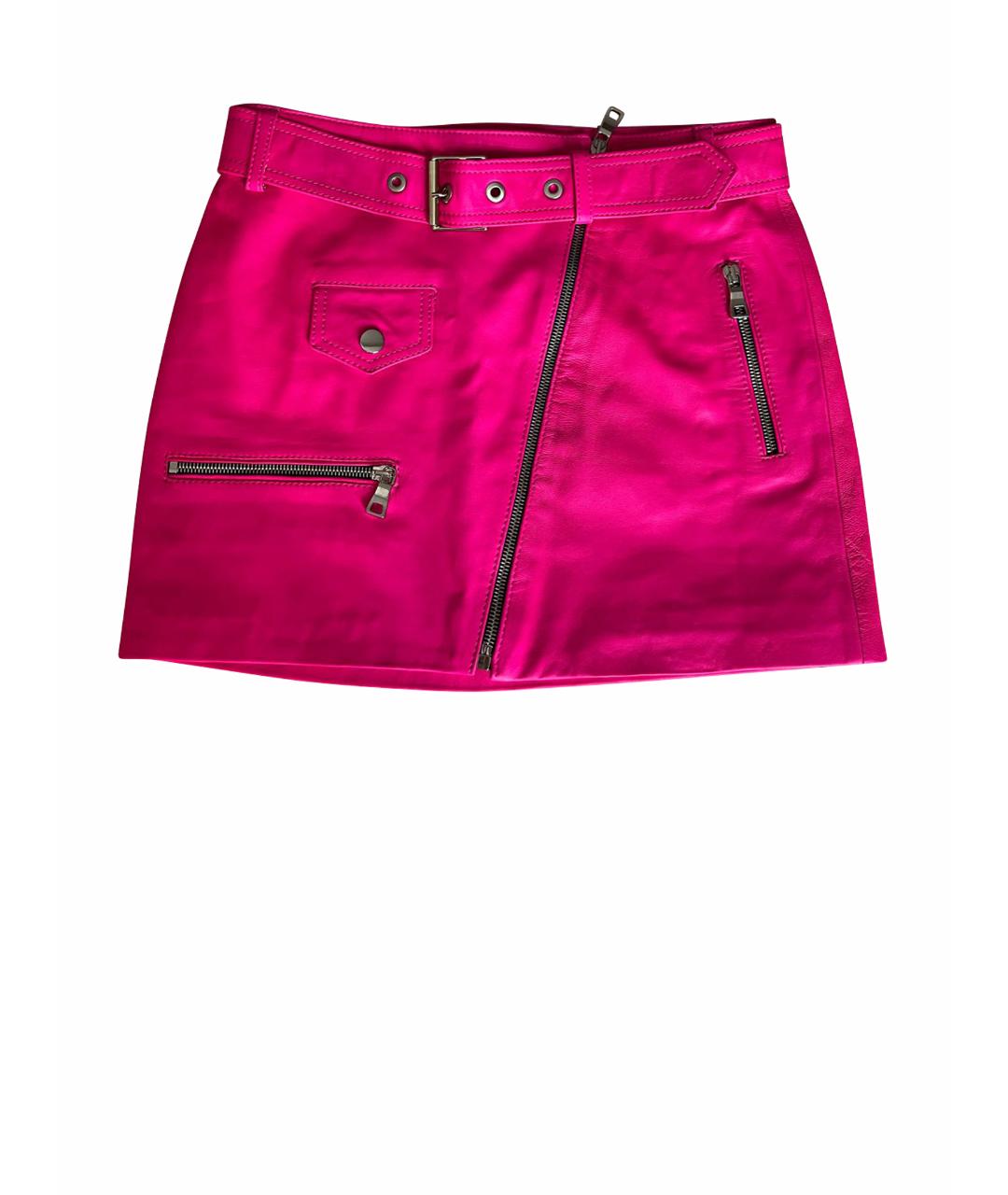 MANOKHI Розовая кожаная юбка мини, фото 1