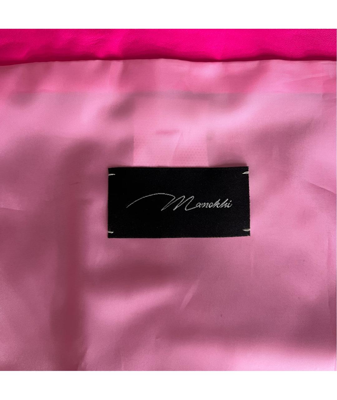 MANOKHI Розовая кожаная юбка мини, фото 5