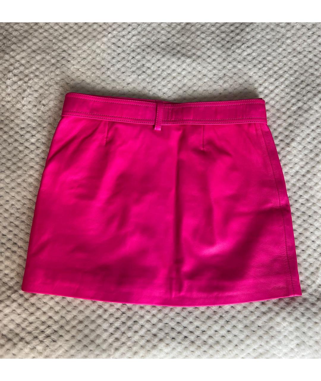 MANOKHI Розовая кожаная юбка мини, фото 2