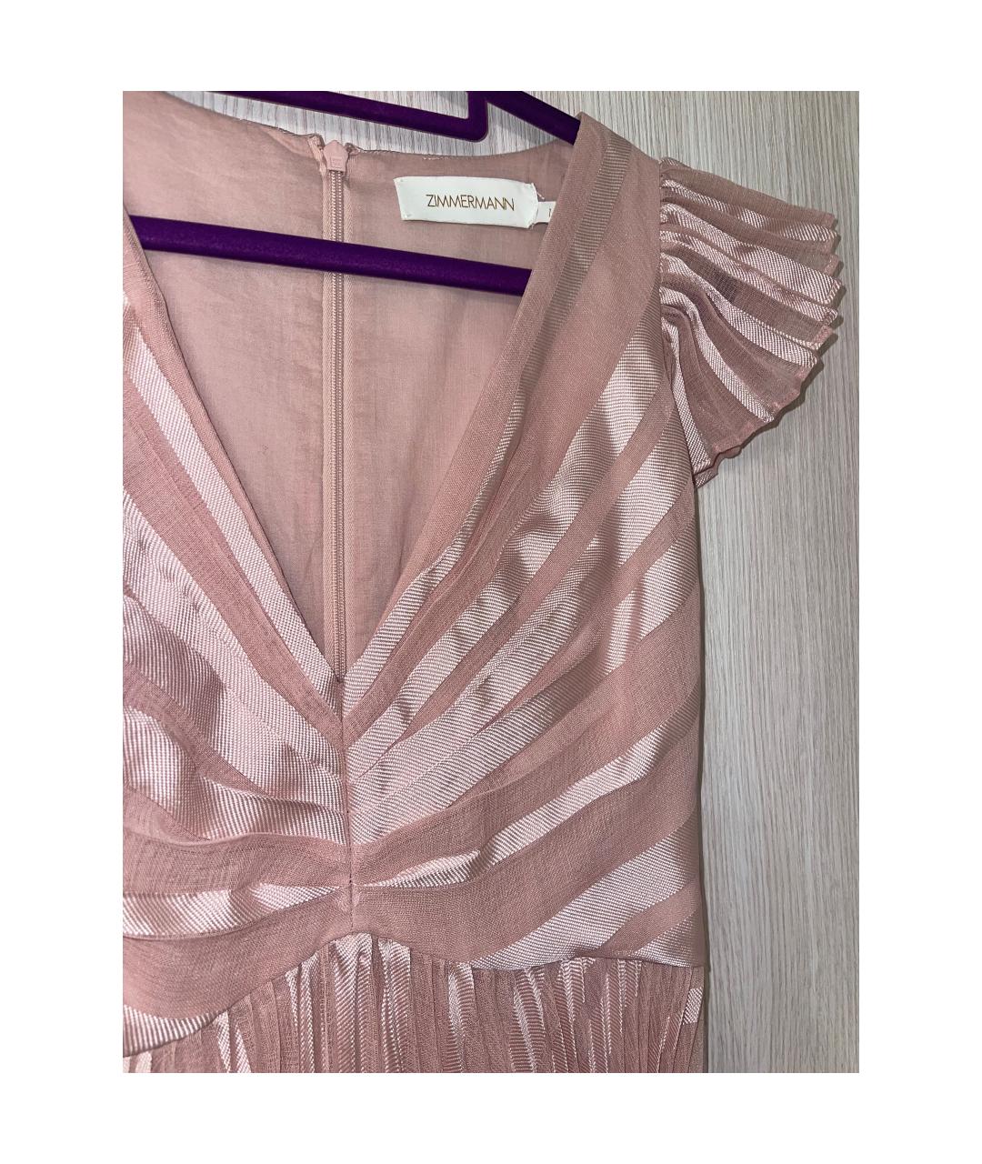 ZIMMERMANN Розовое хлопковое коктейльное платье, фото 4