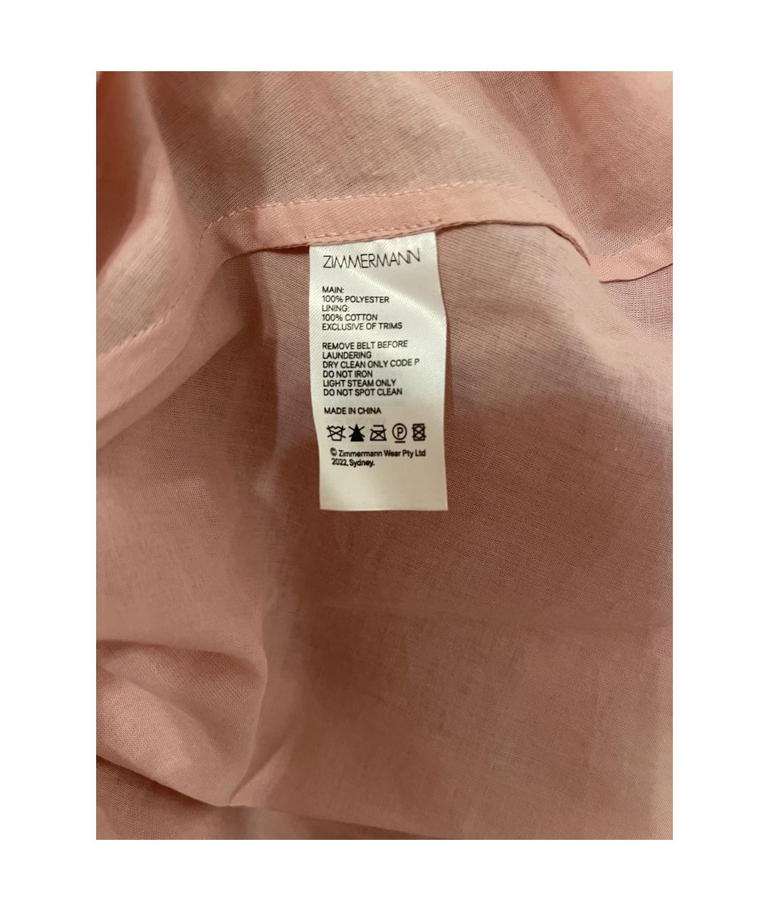 ZIMMERMANN Розовое хлопковое коктейльное платье, фото 7