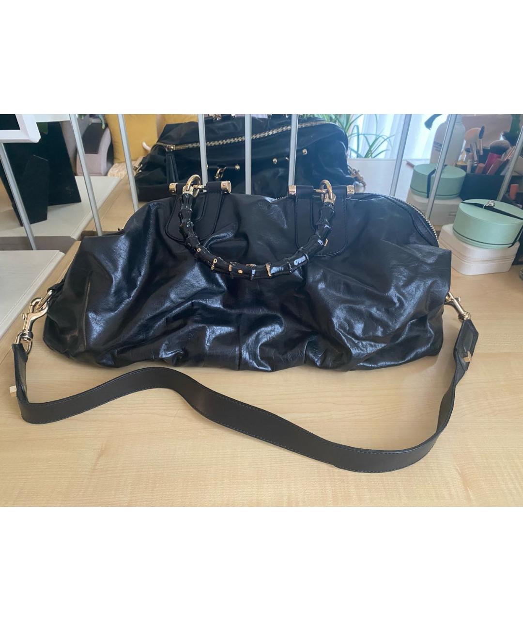 GUCCI Черная кожаная сумка с короткими ручками, фото 5