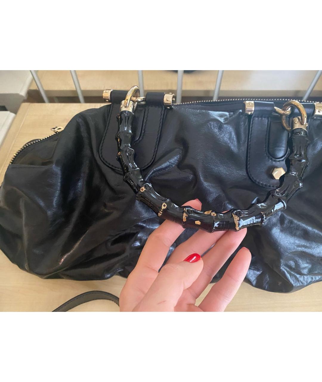 GUCCI Черная кожаная сумка с короткими ручками, фото 3