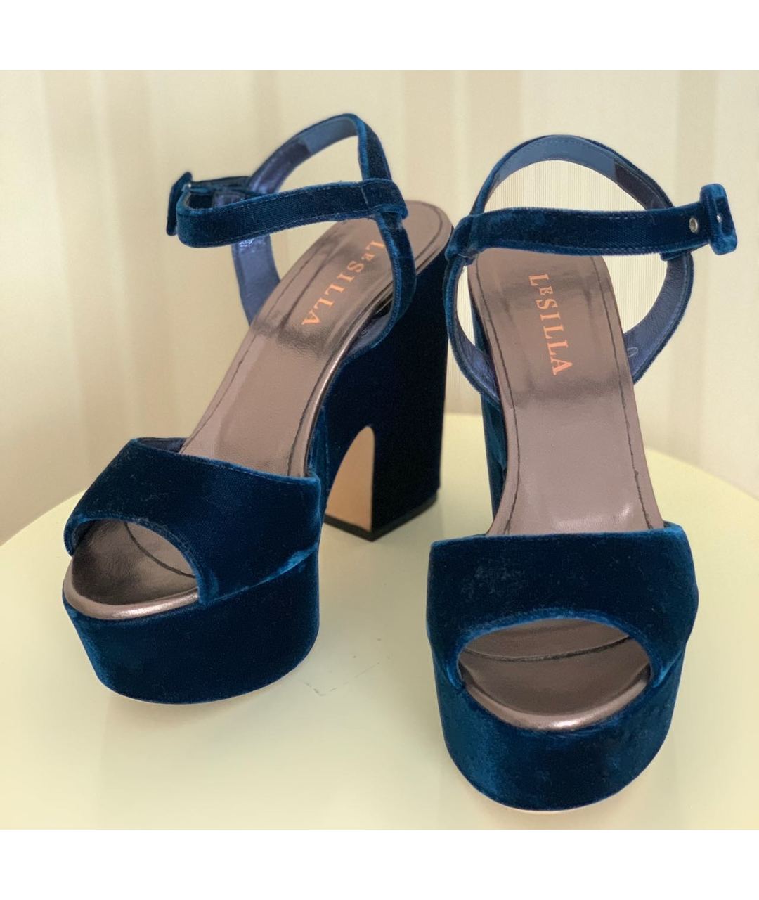 LE SILLA Синие бархатные туфли, фото 3