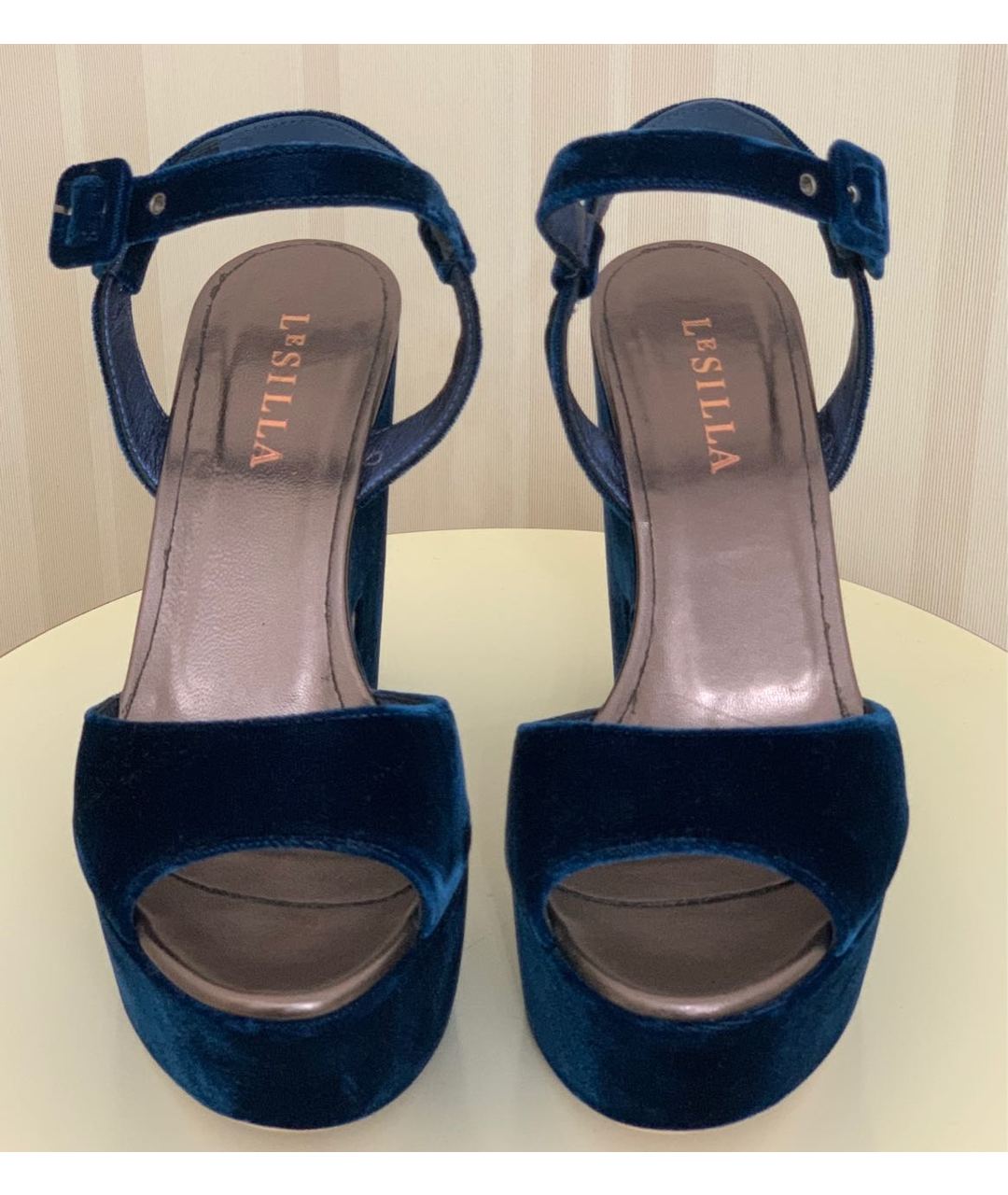 LE SILLA Синие бархатные туфли, фото 2