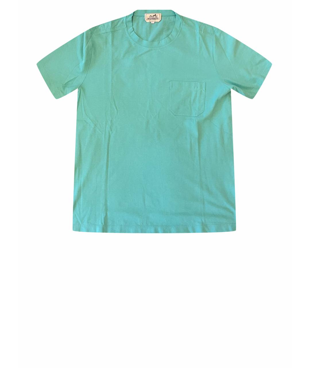 HERMES PRE-OWNED Бирюзовая хлопковая футболка, фото 1