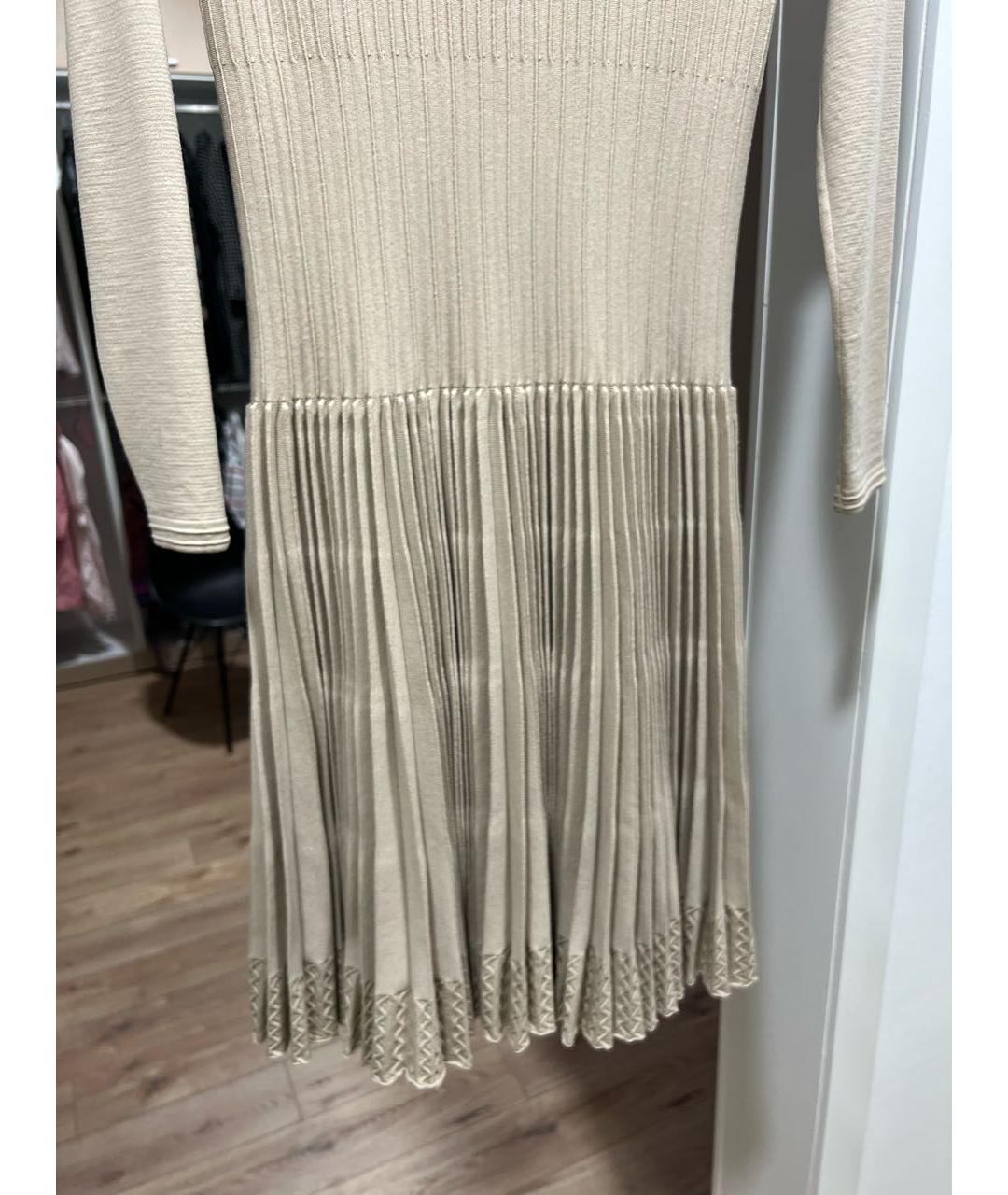 ALAIA Бежевое вискозное повседневное платье, фото 4