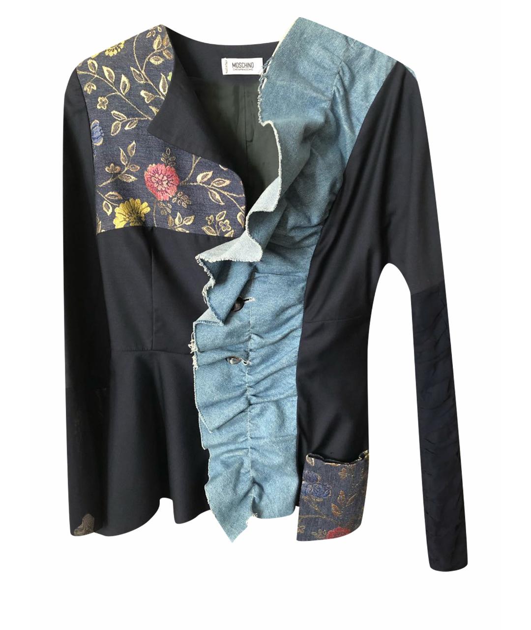 MOSCHINO Темно-синий шерстяной жакет/пиджак, фото 1