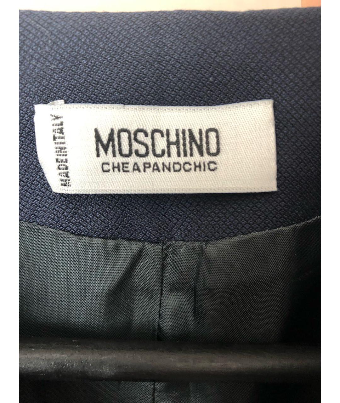 MOSCHINO Темно-синий шерстяной жакет/пиджак, фото 3
