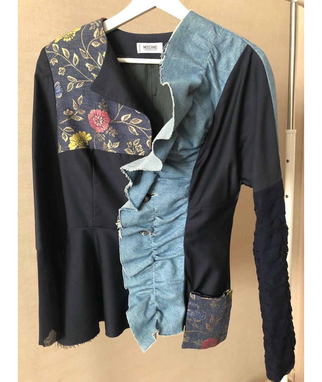 MOSCHINO Темно-синий шерстяной жакет/пиджак, фото 9