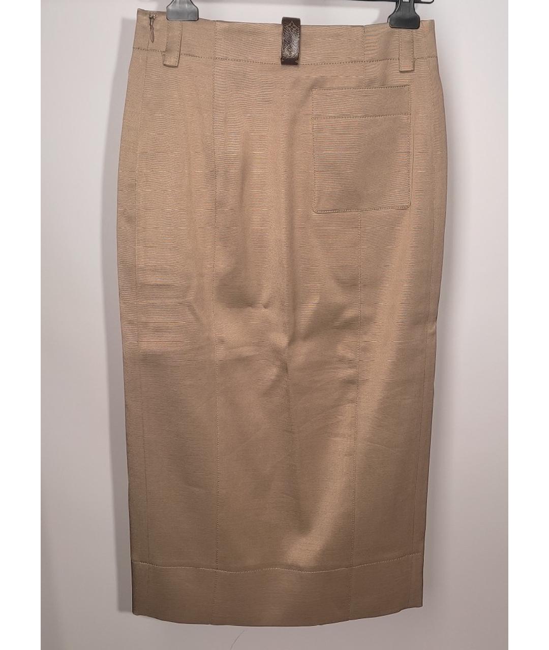LOUIS VUITTON Бежевая шерстяная юбка миди, фото 2