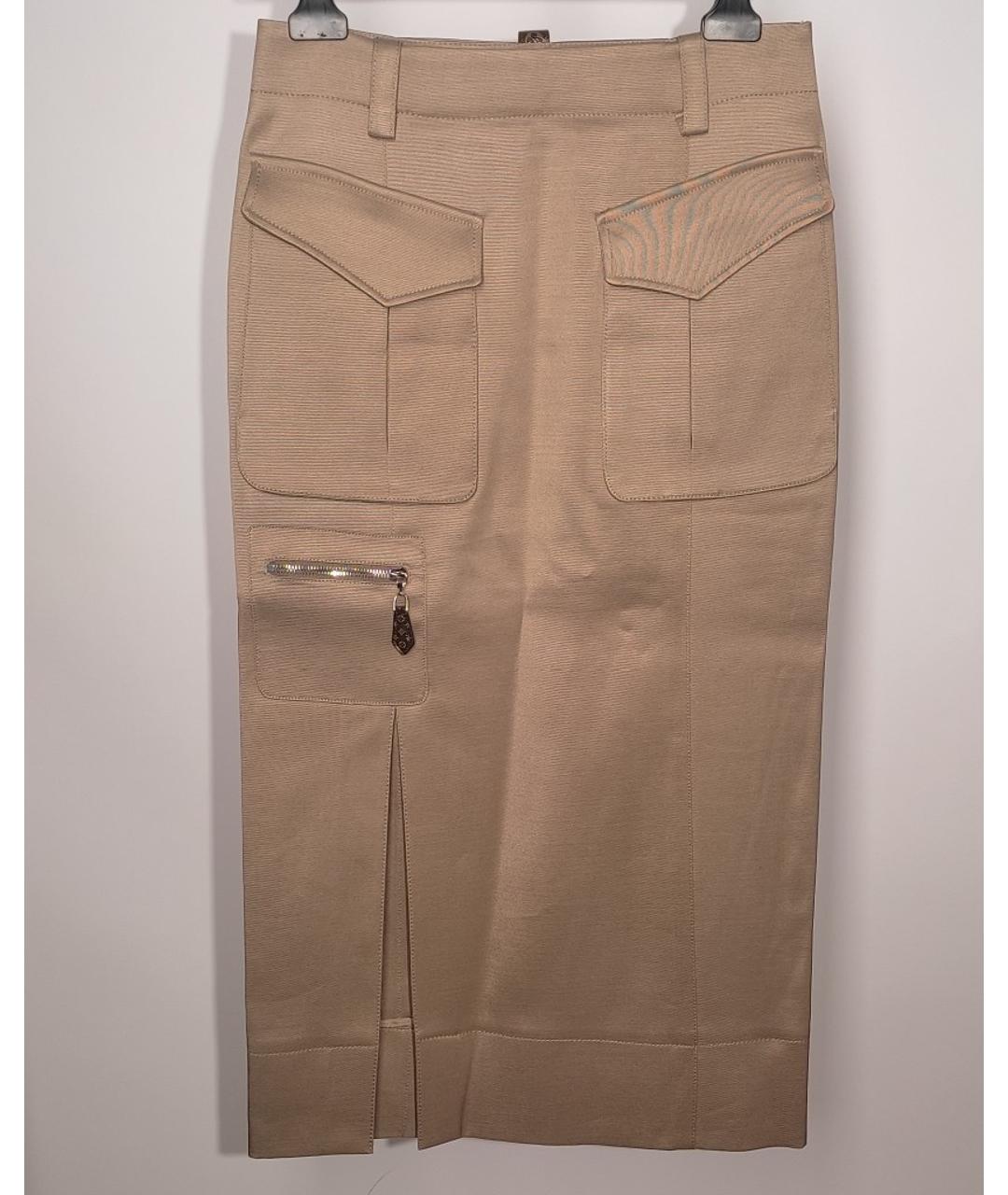 LOUIS VUITTON Бежевая шерстяная юбка миди, фото 8