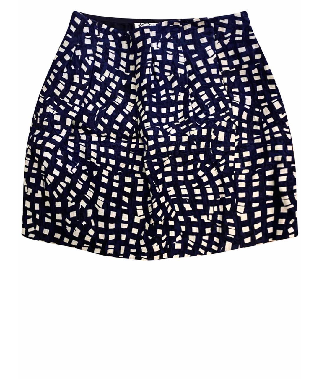 OSCAR DE LA RENTA Темно-синяя хлопковая юбка мини, фото 1