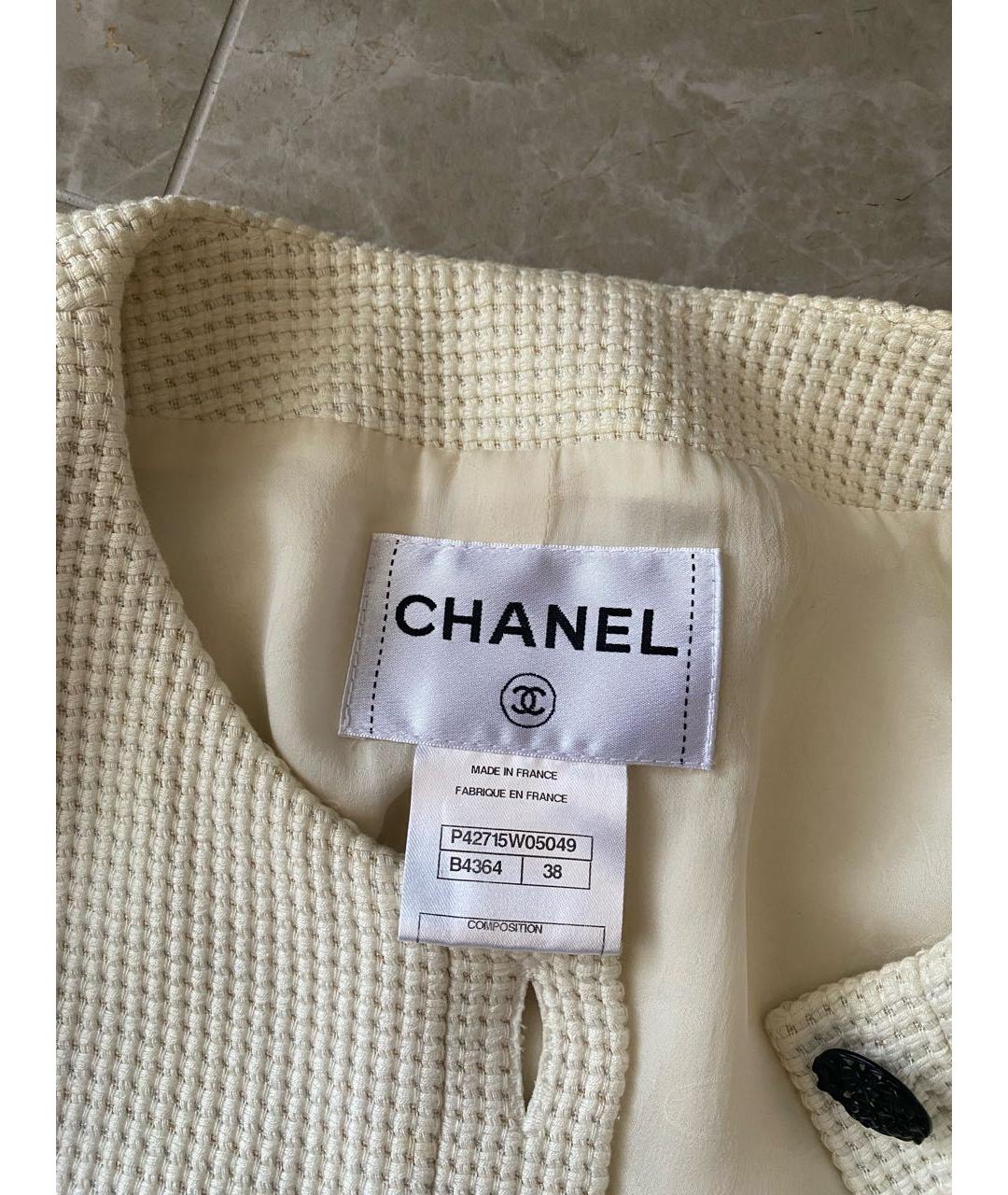 CHANEL Бежевый хлопковый жакет/пиджак, фото 3