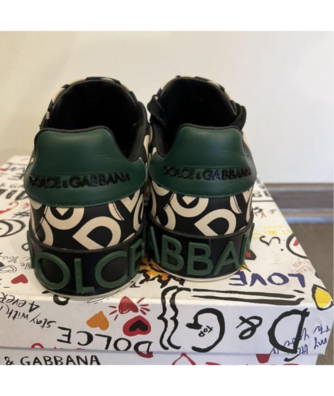 DOLCE&GABBANA Зеленые кожаные кеды, фото 4