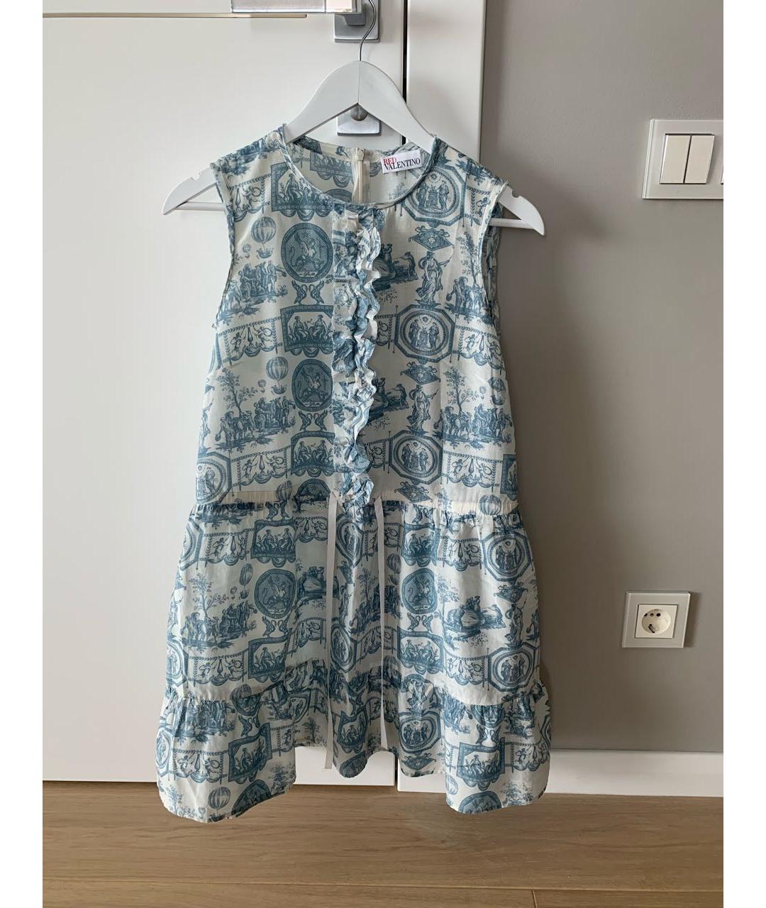 RED VALENTINO Голубое вискозное платье, фото 4