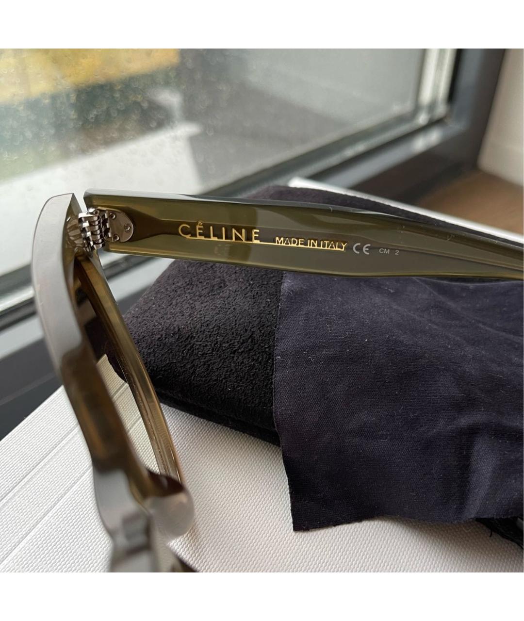 CELINE Коричневые пластиковые солнцезащитные очки, фото 5